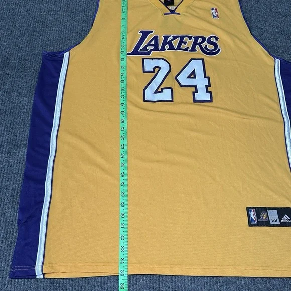 KOBE‎ BRYANT #24 ADIDAS Jersey LAKERS Sz 56 Sewn Rare Y2KYELLOW/PURPLE